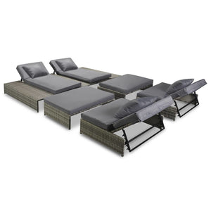 Outdoor Lounge Set 15 Pieces Poly Rattan Gray