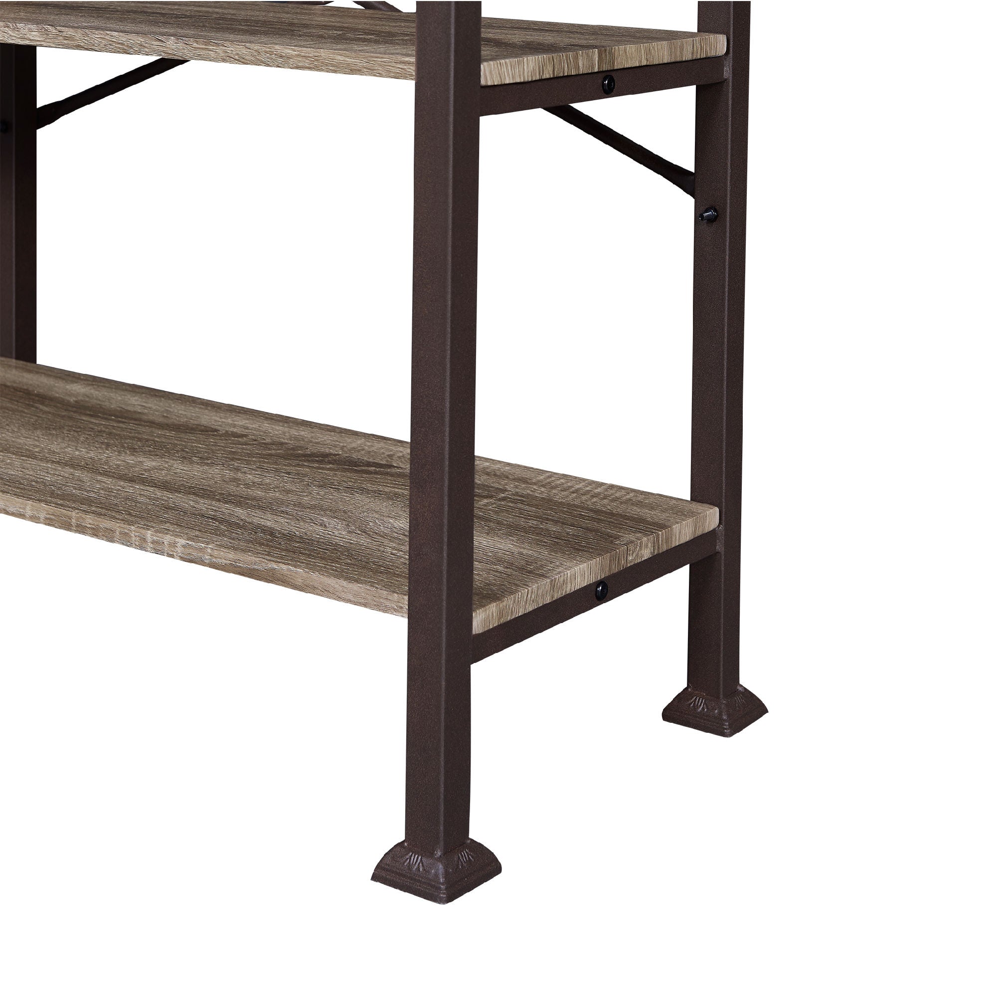 Free shipping 4-Tier Bookshelf, Rustic Industrial Style Bookcase Furniture, Free Standing Storage Shelves for Living Room Bedroom and Kitchen, Grey Oak