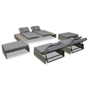 Outdoor Lounge Set 15 Pieces Poly Rattan Gray