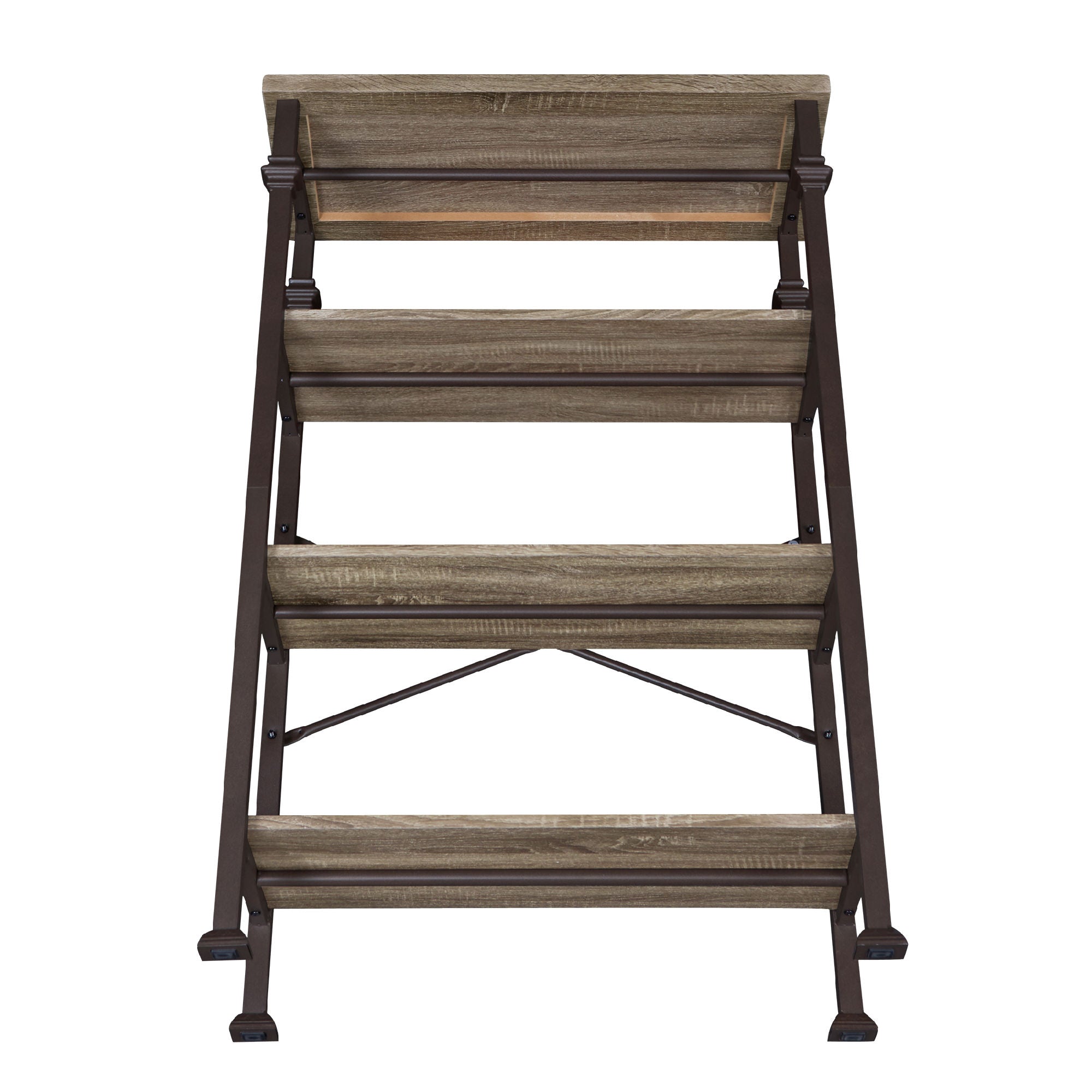 Free shipping 4-Tier Bookshelf, Rustic Industrial Style Bookcase Furniture, Free Standing Storage Shelves for Living Room Bedroom and Kitchen, Grey Oak