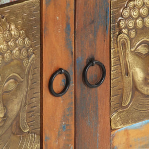Sideboard with Buddha Cladding 23.6"x13.8"x29.5" Solid Reclaimed Wood